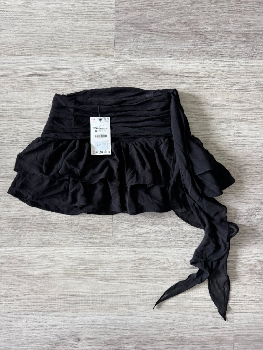 Zara Ruffled Mini Skirt with Sash Tie Built-In Shorts (NWT)